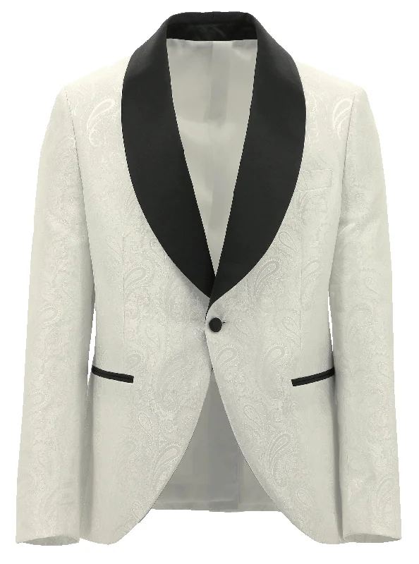 Limited-time offer!  Shawl White Paisley Print Dinner Jacket