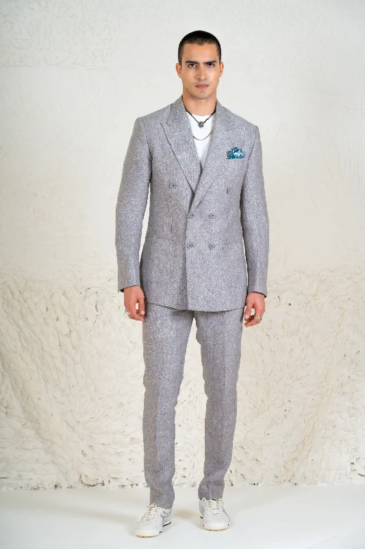 Shop trendy clothing for every season – Special promotion today.  Grey Linen Suit