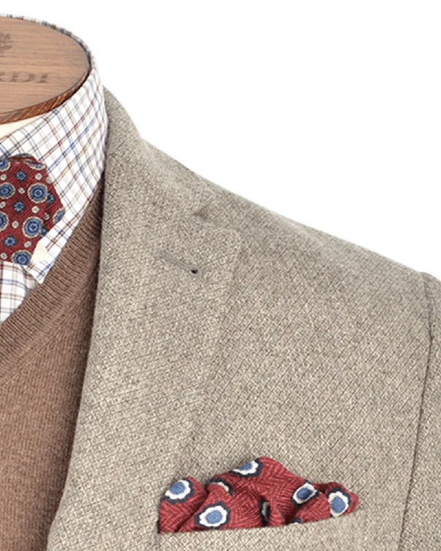 Shop stylish and affordable clothes –   Taupe Melange Diamond Weave Wool Jacket