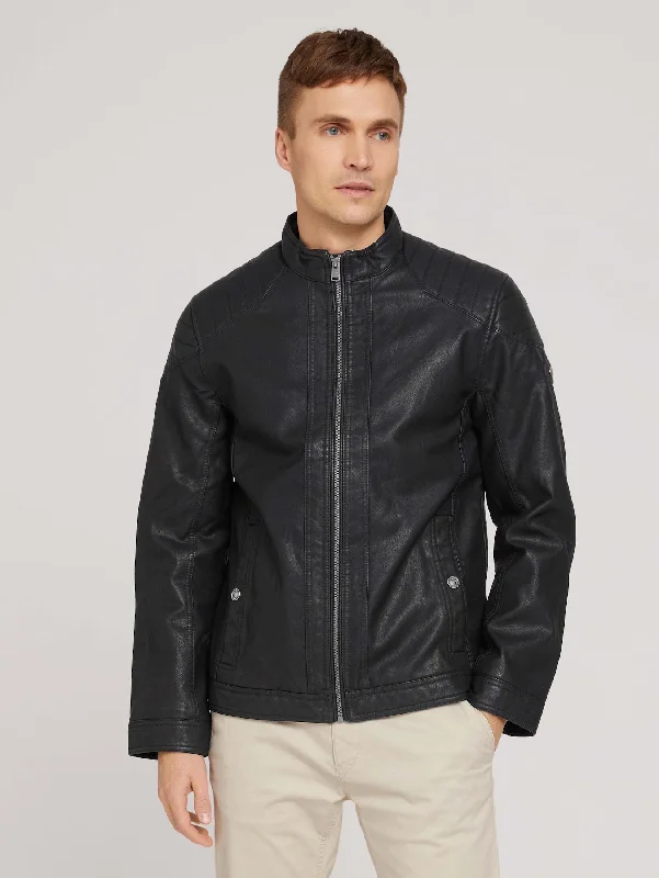 Shop the latest men's clothing trends at a fraction of the price. Tom Tailor Faux Leather Biker Black Jacket Shop the latest men's clothing trends at a fraction of the price. Tom Tailor Faux Leather Biker Black Jacket