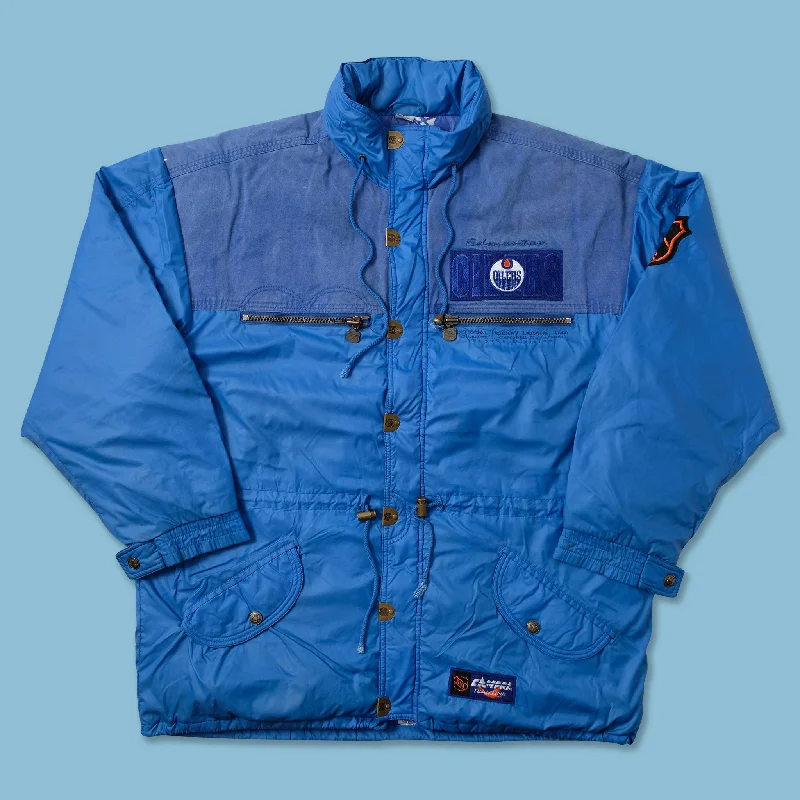 Update your look for less with men’s clothing on sale. Vintage Edmonton Oilers Padded Jacket XXL Update your look for less with men’s clothing on sale. Vintage Edmonton Oilers Padded Jacket XXL