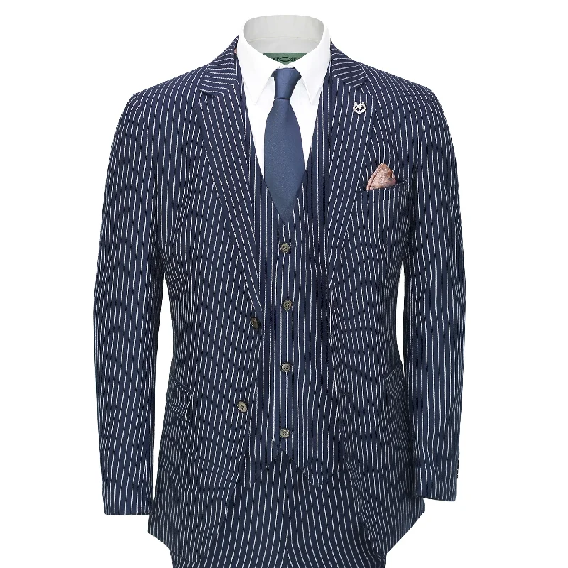 Get 20% off your first order of men’s fashion.  WHITE PIN STRIPE NAVY JACKET