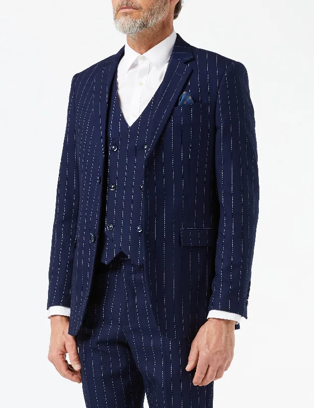 Get 20% off your first order of men’s fashion. WHITE PINSTRIPE ON NAVY JACKET & WAISTCOAT Get 20% off your first order of men’s fashion. WHITE PINSTRIPE ON NAVY JACKET & WAISTCOAT