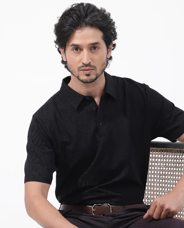 Save more with our buy-more, save-more deals on men’s fashion. Rare Rabbit Mens Atticus Black Short Sleeve Regular Fit Solid Polo T-Shirt Save more with our buy-more, save-more deals on men’s fashion. Rare Rabbit Mens Atticus Black Short Sleeve Regular Fit Solid Polo T-Shirt