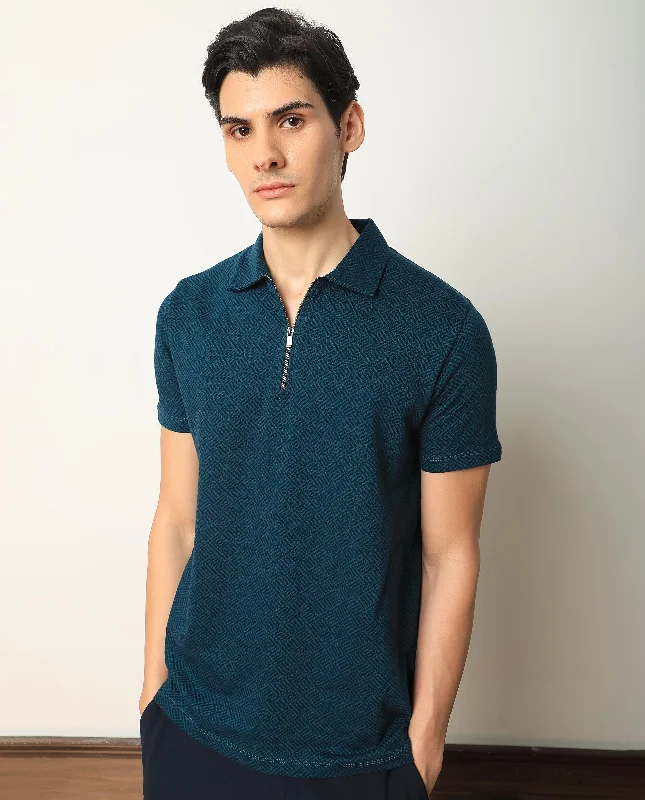 Shop affordable clothing for all occasions – Rare Rabbit Men's Cabetta Navy Cotton Fabric Collared Neck Zipper Closure Half Sleeves Jacquard Polo T-Shirt Shop affordable clothing for all occasions – Rare Rabbit Men's Cabetta Navy Cotton Fabric Collared Neck Zipper Closure Half Sleeves Jacquard Polo T-Shirt
