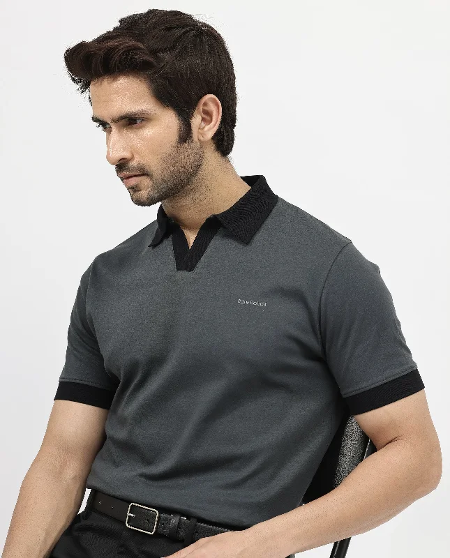 End-of-season sale – men’s clothing essentials up to 60% off! Rare Rabbit Men's Carmelon Dark Grey Cotton Fabric Johnny Collar Short Sleeves Plain Knit Polo End-of-season sale – men’s clothing essentials up to 60% off! Rare Rabbit Men's Carmelon Dark Grey Cotton Fabric Johnny Collar Short Sleeves Plain Knit Polo