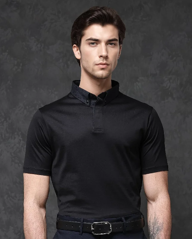 Shop the latest styles in men’s fashion – don’t miss out on these deals! Rare Rabbit Men's Clarance Black Cotton Fabric Half Sleeves Solid Polo T-Shirt Shop the latest styles in men’s fashion – don’t miss out on these deals! Rare Rabbit Men's Clarance Black Cotton Fabric Half Sleeves Solid Polo T-Shirt