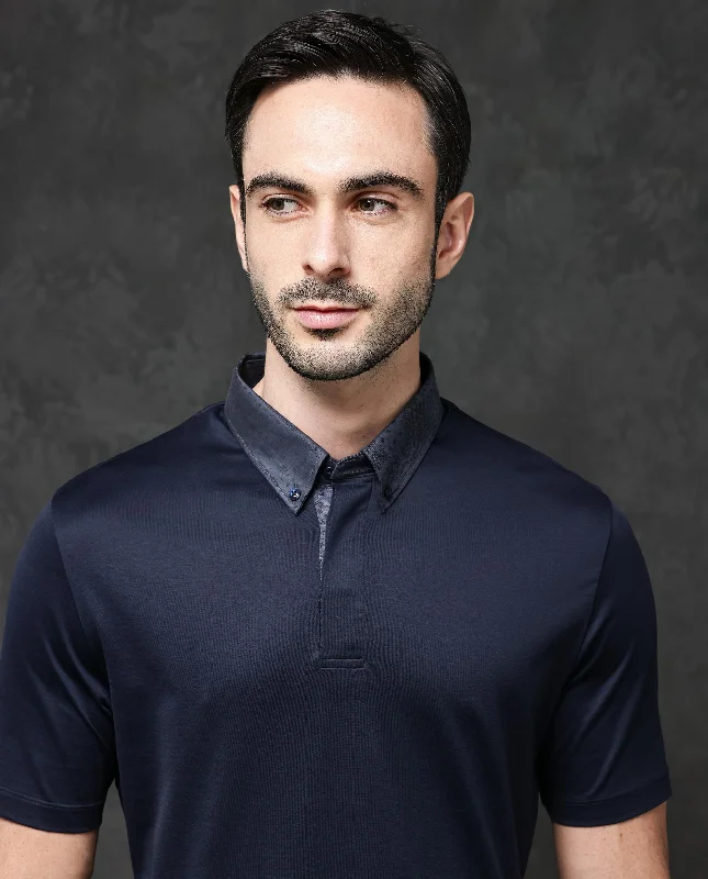 New season, new deals – shop men's clothing now! Rare Rabbit Men's Clarance Dusky Navy Sleeves Solid Polo T-Shirt New season, new deals – shop men's clothing now! Rare Rabbit Men's Clarance Dusky Navy Sleeves Solid Polo T-Shirt