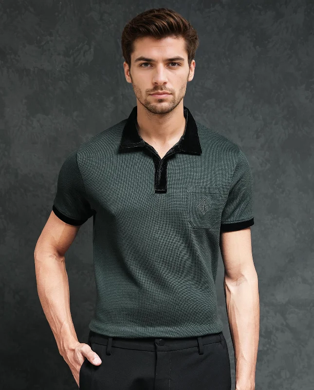 Limited-time discounts on clothing you’ll love Rare Rabbit Men's Danil Dark Green Cotton Fabric Contrast Detailing Velvet Collar And Sleeves Half Sleeve Polo T-Shirt Limited-time discounts on clothing you’ll love Rare Rabbit Men's Danil Dark Green Cotton Fabric Contrast Detailing Velvet Collar And Sleeves Half Sleeve Polo T-Shirt