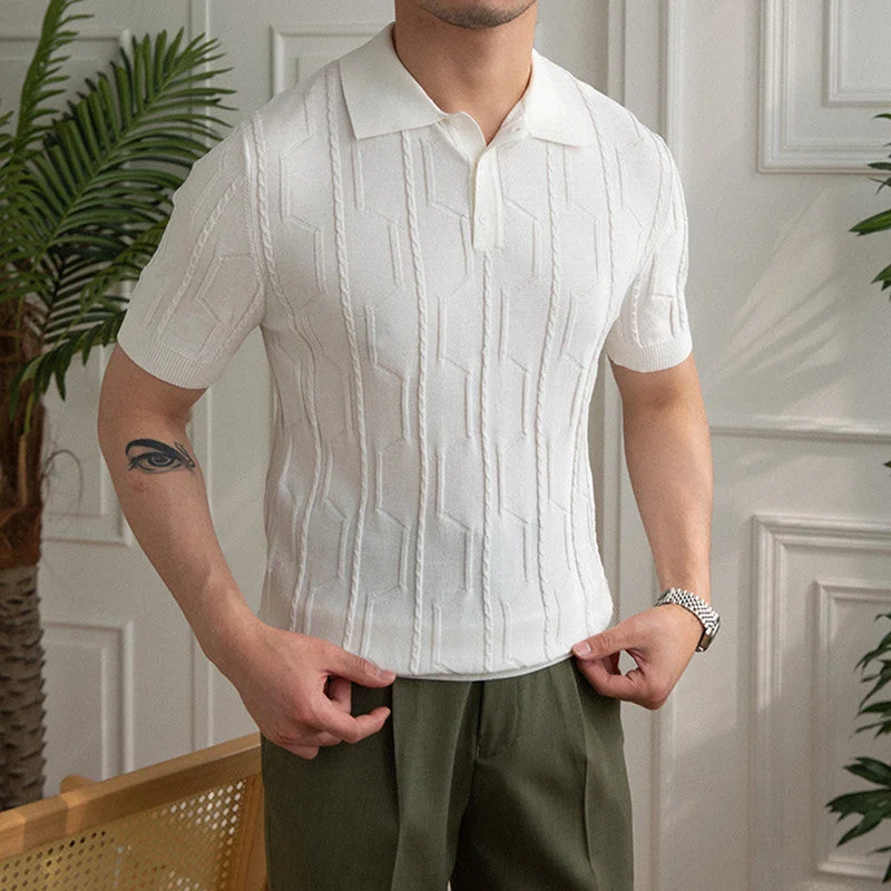  – Shop stylish items today!  Embossed Royal Knitted Polo