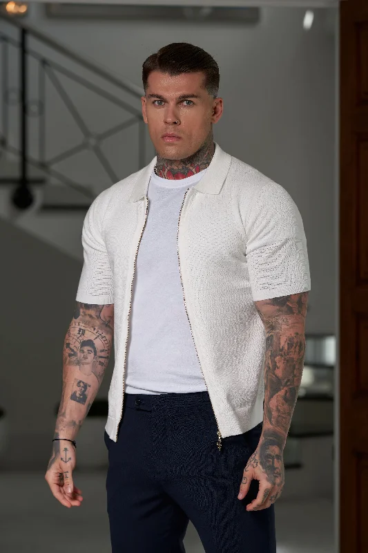 Time to upgrade your wardrobe – shop men’s fashion on sale. Father Sons Classic Knitted Textured Design With Full Length Zip Off White Short Sleeve - FSN152 Time to upgrade your wardrobe – shop men’s fashion on sale. Father Sons Classic Knitted Textured Design With Full Length Zip Off White Short Sleeve - FSN152