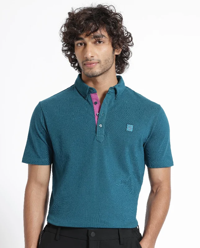 Last chance! Men’s clothing at unbeatable prices. Rare Rabbit Men's Herval Blue Cotton Fabric Collared Neck Half Sleeves Polo T-Shirt Last chance! Men’s clothing at unbeatable prices. Rare Rabbit Men's Herval Blue Cotton Fabric Collared Neck Half Sleeves Polo T-Shirt