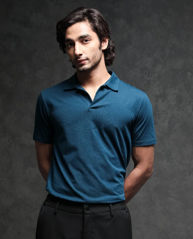 Exclusive clothing deals for customers – Shop today! Rare Rabbit Men's Krib-1 Petrol Cotton Lycra Fabric Johnny Collar Half Sleeves Polo T-Shirt Exclusive clothing deals for customers – Shop today! Rare Rabbit Men's Krib-1 Petrol Cotton Lycra Fabric Johnny Collar Half Sleeves Polo T-Shirt