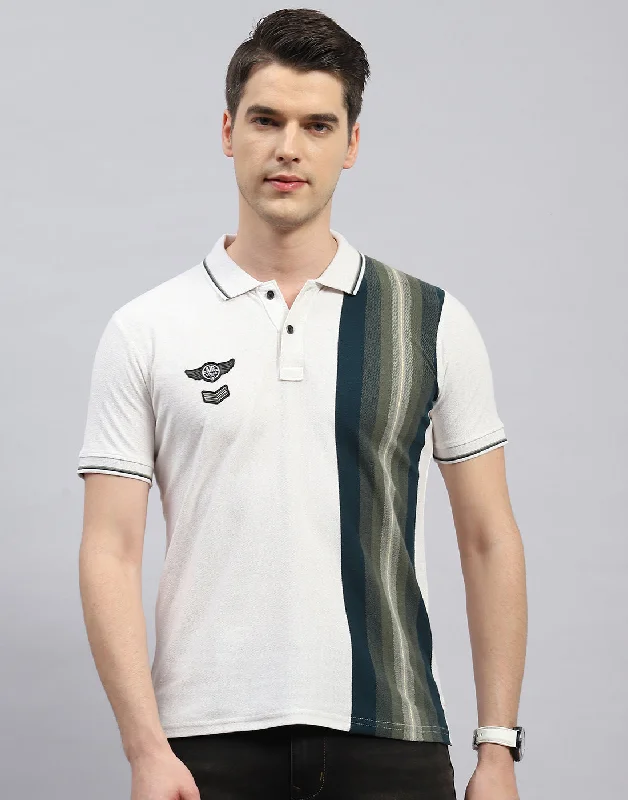 Save big on men’s casual wear – today only! Men Off White Stripe Polo Collar Half Sleeve T-Shirt Save big on men’s casual wear – today only! Men Off White Stripe Polo Collar Half Sleeve T-Shirt