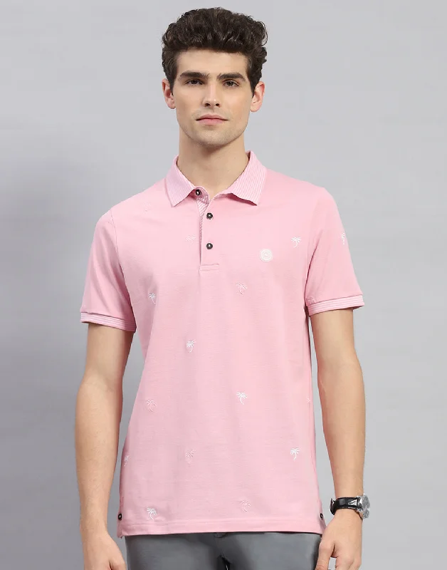 Shop now for affordable fashion – Enjoy free shipping on clothing orders.  Men Pink Solid Polo Collar Half Sleeve T-Shirt