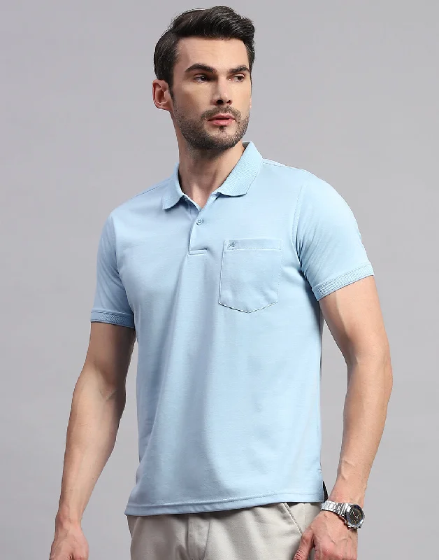 Special offer: Save on everyday clothing essentials – Shop now! Men Sky Blue Solid Polo Collar Half Sleeve T-Shirt Special offer: Save on everyday clothing essentials – Shop now! Men Sky Blue Solid Polo Collar Half Sleeve T-Shirt