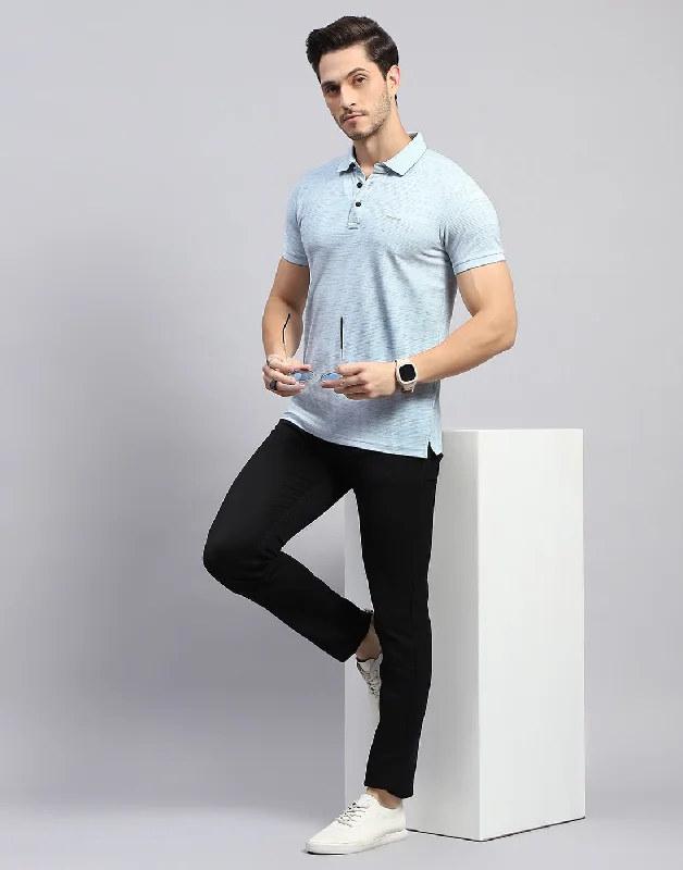 Fresh clothing styles are here – Shop now for exclusive discounts! Men Sky Blue Stripe Polo Collar Half Sleeve T-Shirt Fresh clothing styles are here – Shop now for exclusive discounts! Men Sky Blue Stripe Polo Collar Half Sleeve T-Shirt