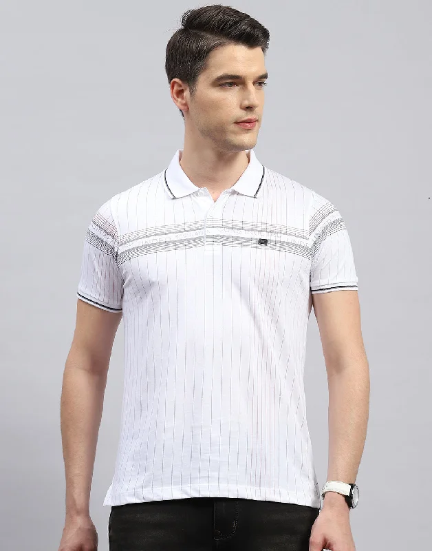 Get trendy clothes for less – Big savings on fashion basics! Men White Printed Polo Collar Half Sleeve T-Shirt Get trendy clothes for less – Big savings on fashion basics! Men White Printed Polo Collar Half Sleeve T-Shirt