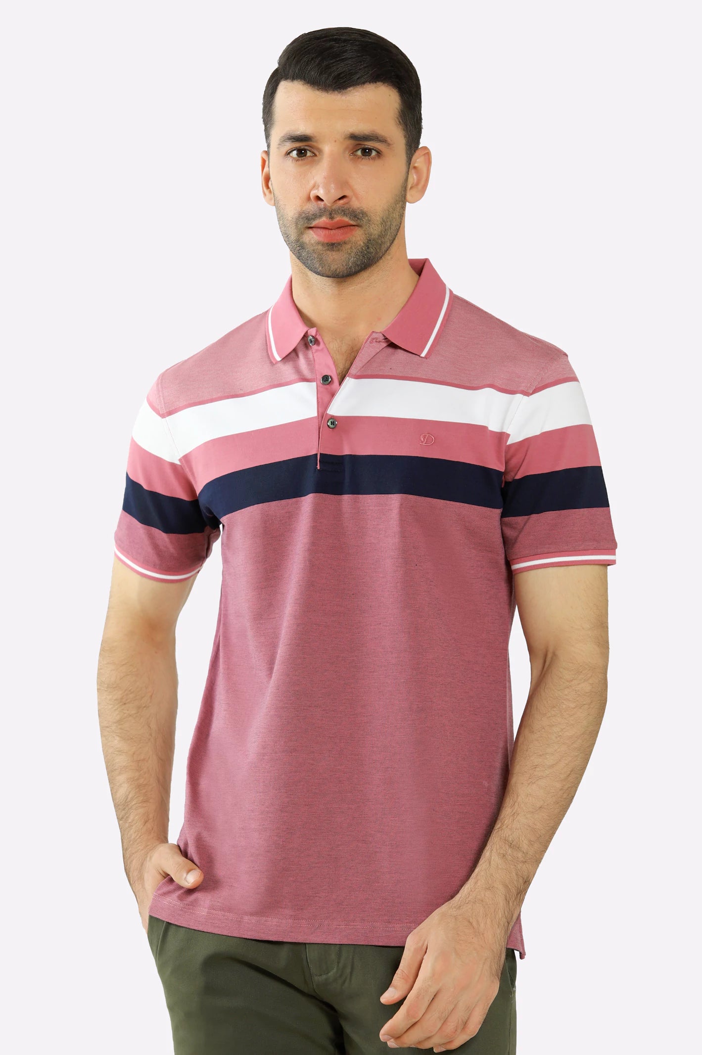 Shop stylish clothing for less – Great deals this week only.  Pink Yarn Dyed Polo