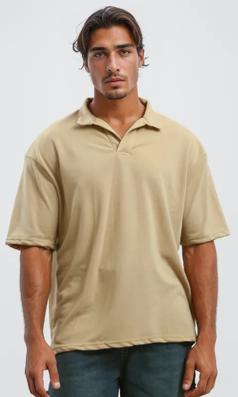 Don’t wait – Shop now for limited-time discounts on trendy clothing. O179244 Solid Sand Polo Shirt With Elbow Sleeves Don’t wait – Shop now for limited-time discounts on trendy clothing. O179244 Solid Sand Polo Shirt With Elbow Sleeves