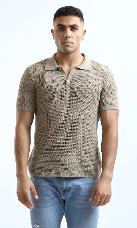 Men’s fashion sale – new deals added every day! O182758 Buttoned Neck Dark Beige Knitted Polo Shirt Men’s fashion sale – new deals added every day! O182758 Buttoned Neck Dark Beige Knitted Polo Shirt