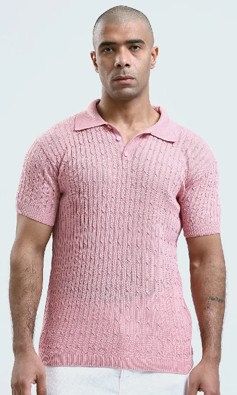 Limited-time offer!  O183063 Rose Solid Polo Shirt With Classic Collar