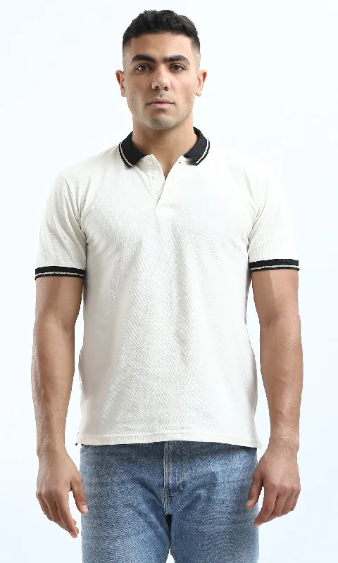 Shop our men's clothing collection for the best prices of the season.  O189611 Buttoned Classic Collar Off-White Polo Shirt