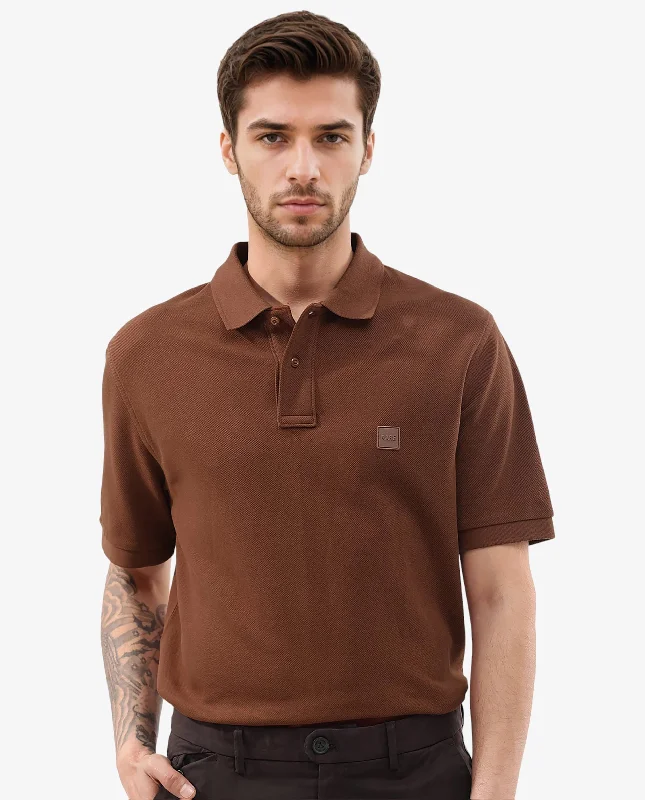 Seasonal sale  Rare Rabbit Mens Pare Dark Dark Rust Short Sleeve Solid Polo T-Shirt