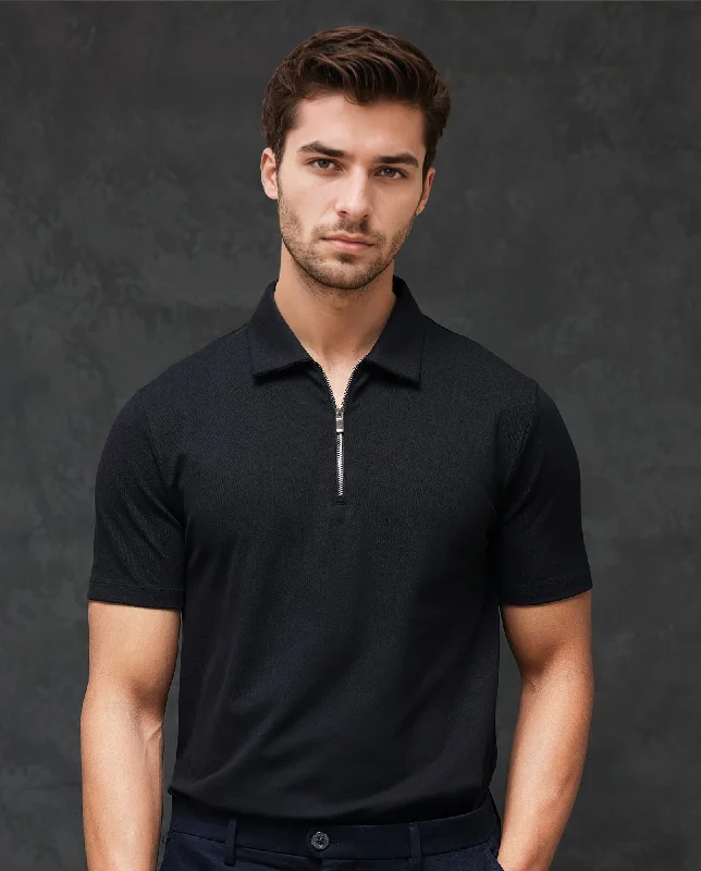 Shop the best in men’s fashion for less – limited-time sale! Rare Rabbit Mens Prin-1 Black Cotton Fabric Collared Neck Zipper Closure Half Sleeves Polo T-Shirt Shop the best in men’s fashion for less – limited-time sale! Rare Rabbit Mens Prin-1 Black Cotton Fabric Collared Neck Zipper Closure Half Sleeves Polo T-Shirt