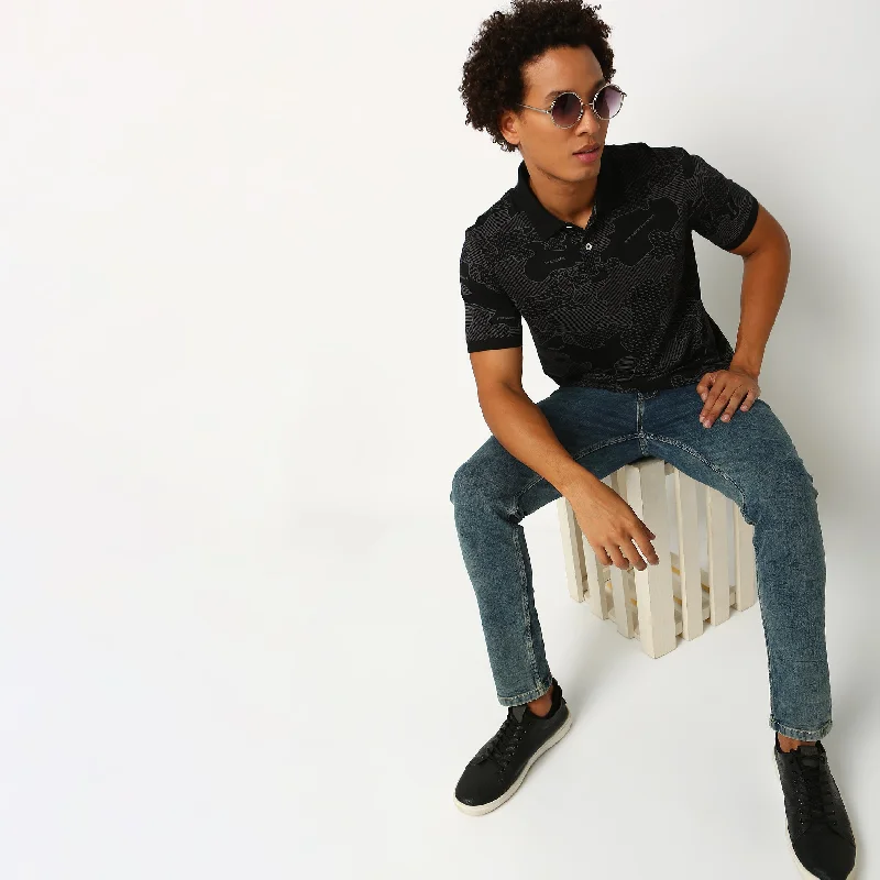 Shop exclusive offers on men’sapparel   Regular Fit Printed Polo T-Shirt