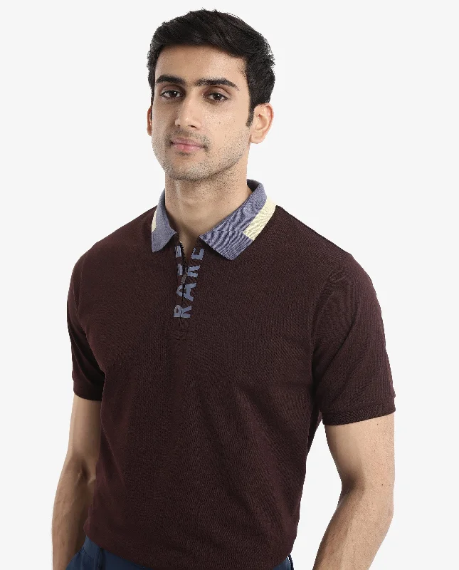 Best clothing deals . – Save up to 70% on trendy styles. Rare Rabbit Men's Rique Dark Maroon Cotton Fabric Short Sleeve Zipper Closure Plain Knitted Polo T-Shirt Best clothing deals . – Save up to 70% on trendy styles. Rare Rabbit Men's Rique Dark Maroon Cotton Fabric Short Sleeve Zipper Closure Plain Knitted Polo T-Shirt