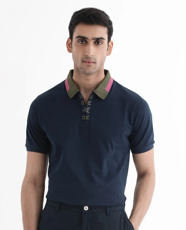 Exclusive discounts on men's fashion – shop today! Rare Rabbit Men's Rique Navy Cotton Fabric Short Sleeve Zipper Closure Plain Knitted Polo T-Shirt Exclusive discounts on men's fashion – shop today! Rare Rabbit Men's Rique Navy Cotton Fabric Short Sleeve Zipper Closure Plain Knitted Polo T-Shirt