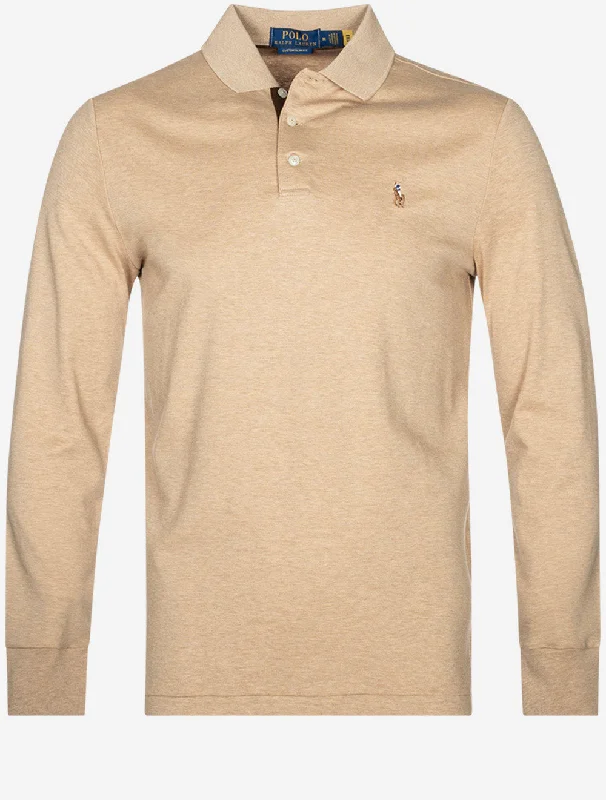Shop stylish and affordable clothes –   Slim Fit Pima Long Sleeve Polo Camel