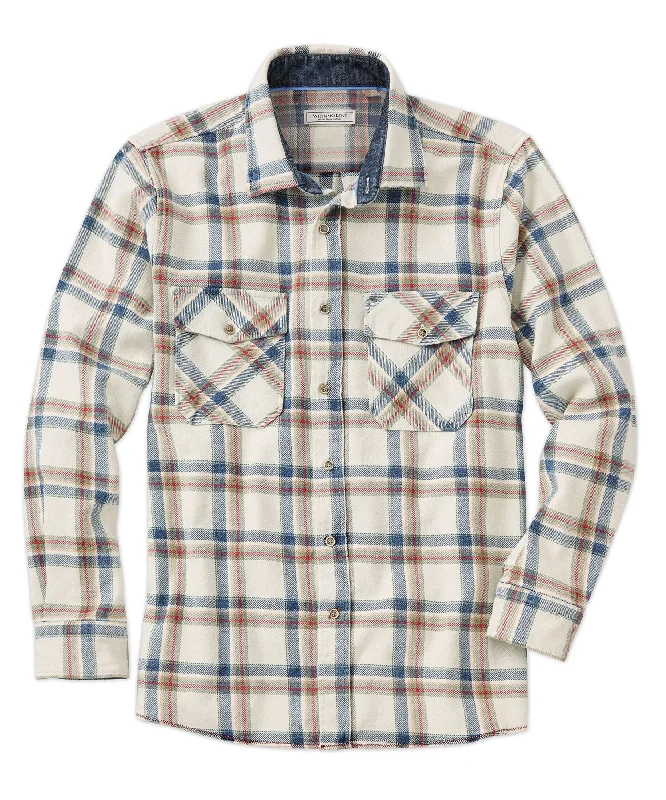 Shop the best clothing sales of the year!  Cotton-Twill Open Plaid Long Sleeve Sport Shirt