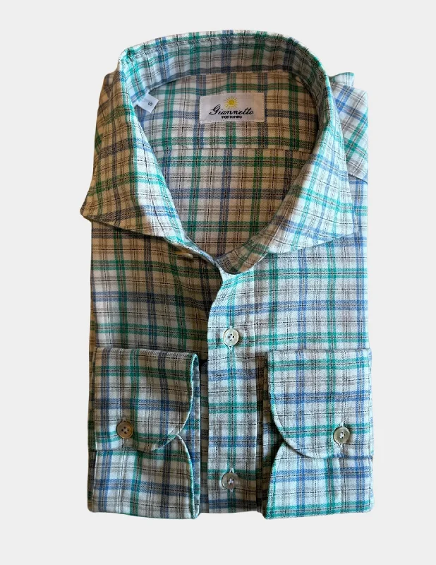 Enjoy exclusive discounts.  Brushed Cotton Plaid Shirt | Blue & Mint Mix