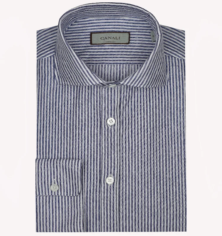 Take advantage of our men’s fashion sale – it’s your time to save! Canali Stripe Sport Shirt in Navy White Take advantage of our men’s fashion sale – it’s your time to save! Canali Stripe Sport Shirt in Navy White