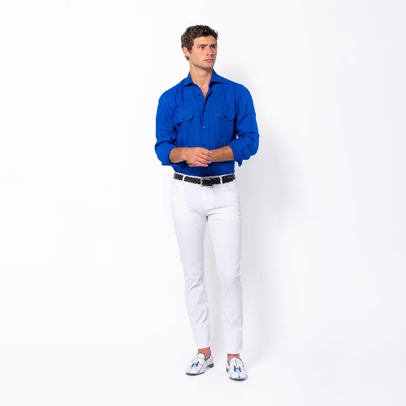 Huge deals on men’s clothing – Limited-time only!  Linen Work Shirt in Cobalt