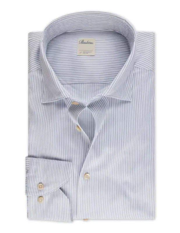 Limited-time offer!  Grey Striped Twill Shirt | Fitted