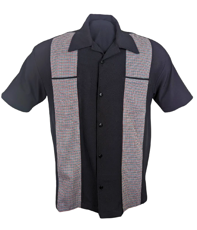 Shop affordable clothing for men – Up to 60% off! Houndstooth Panel Bowling Shirt in Black Shop affordable clothing for men – Up to 60% off! Houndstooth Panel Bowling Shirt in Black