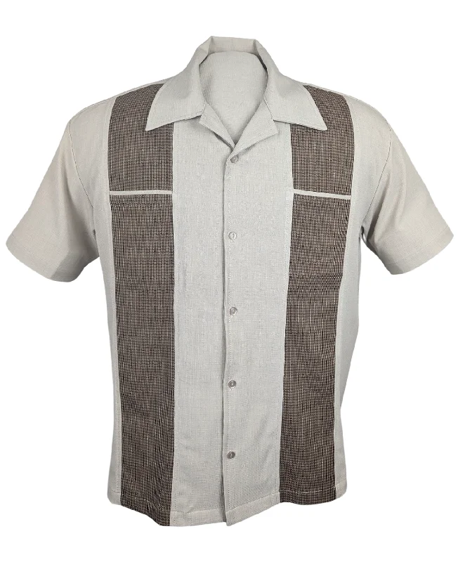 Flash discounts – men’s clothing essentials for less. Houndstooth Panel Bowling Shirt in Stone Flash discounts – men’s clothing essentials for less. Houndstooth Panel Bowling Shirt in Stone