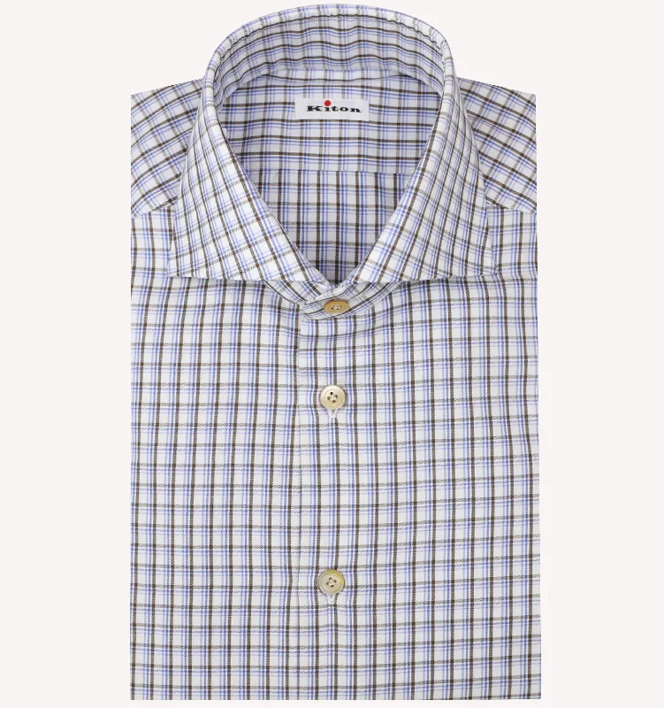 Shop the latest fashion trends with huge savings on all clothing. Kiton Check Sport Shirt in Blue Brown Shop the latest fashion trends with huge savings on all clothing. Kiton Check Sport Shirt in Blue Brown