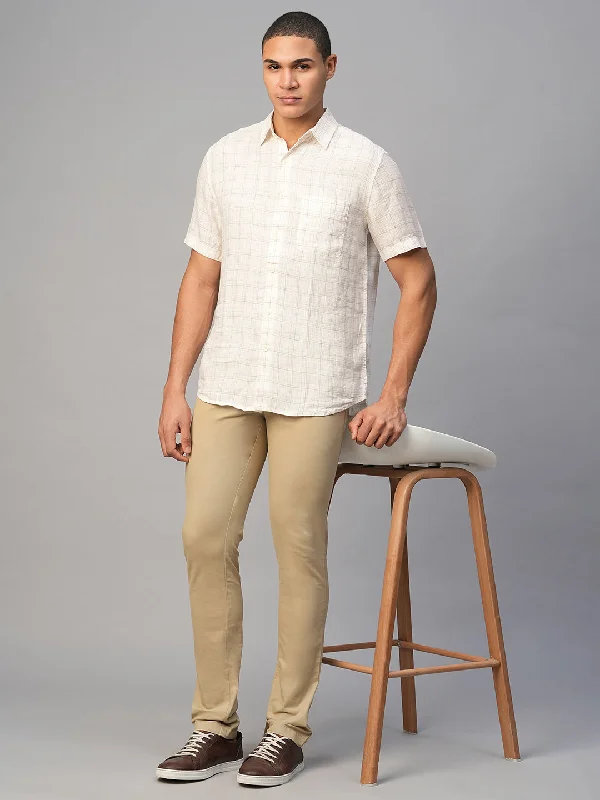 Shop the latest clothing deals – Huge discounts on fashion essentials! Men's White 100% Linen Regular Fit Checked Shirt Shop the latest clothing deals – Huge discounts on fashion essentials! Men's White 100% Linen Regular Fit Checked Shirt