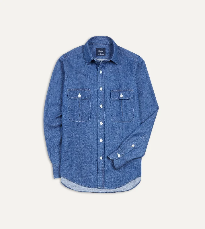 Don’t wait – shop the biggest sale of the season on men’s clothing! Mid-Blue Washed Denim Cotton Two-Pocket Work Shirt Don’t wait – shop the biggest sale of the season on men’s clothing! Mid-Blue Washed Denim Cotton Two-Pocket Work Shirt