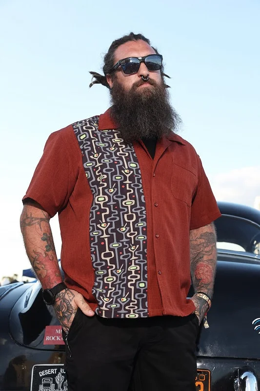 Exclusive discounts on all types of clothing – Shop now! Mod Martini Panel Bowling Shirt in Rust Exclusive discounts on all types of clothing – Shop now! Mod Martini Panel Bowling Shirt in Rust