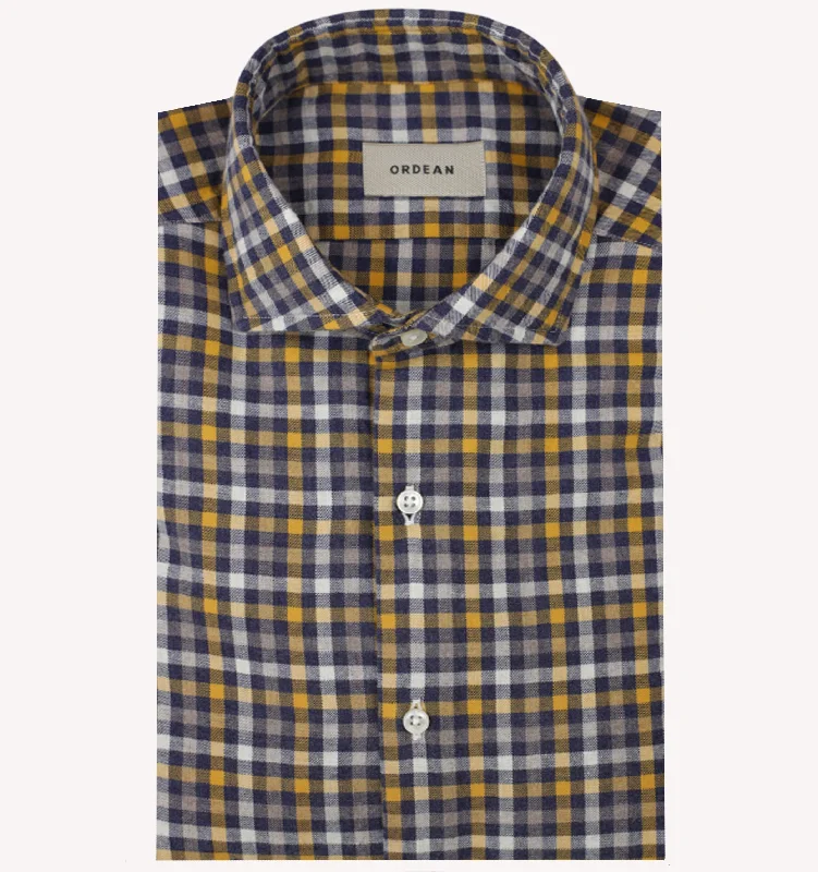 Shop stylish, comfortable men’s clothing at discounted prices. Ordean Check Sport Shirt Yellow Navy Shop stylish, comfortable men’s clothing at discounted prices. Ordean Check Sport Shirt Yellow Navy
