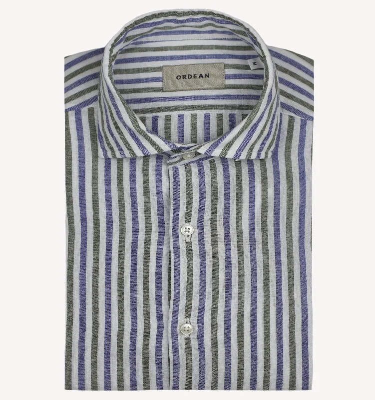 Flash sale alert! Shop fashion-forward clothing at discounted prices. Ordean Stripe Sport Shirt in Blue Green Flash sale alert! Shop fashion-forward clothing at discounted prices. Ordean Stripe Sport Shirt in Blue Green