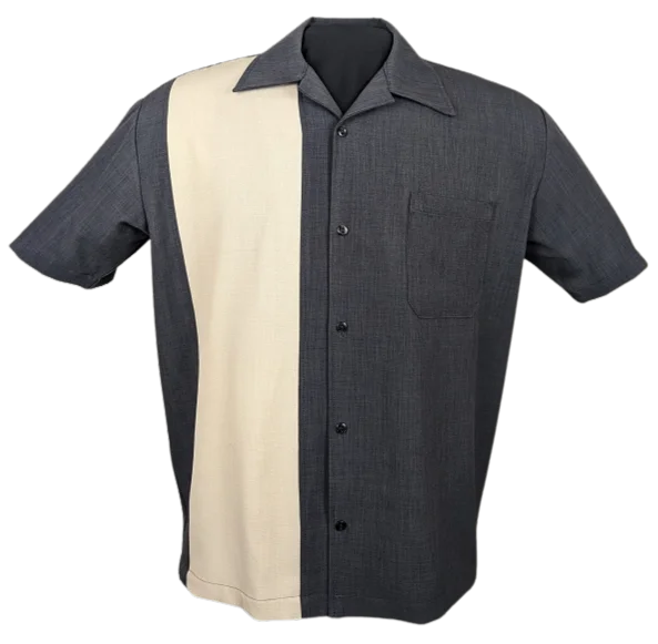 Exclusive clothing deals for customers – Shop today! PopCheck Single Wide Panel Bowling Shirt in Charcoal/Stone Exclusive clothing deals for customers – Shop today! PopCheck Single Wide Panel Bowling Shirt in Charcoal/Stone