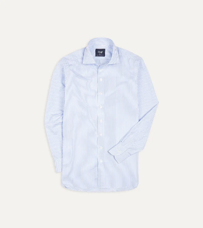Flash deals on men’s clothing – Grab yours today! Sky Blue and White Bengal Stripe Spread Collar Cotton Poplin Shirt Flash deals on men’s clothing – Grab yours today! Sky Blue and White Bengal Stripe Spread Collar Cotton Poplin Shirt