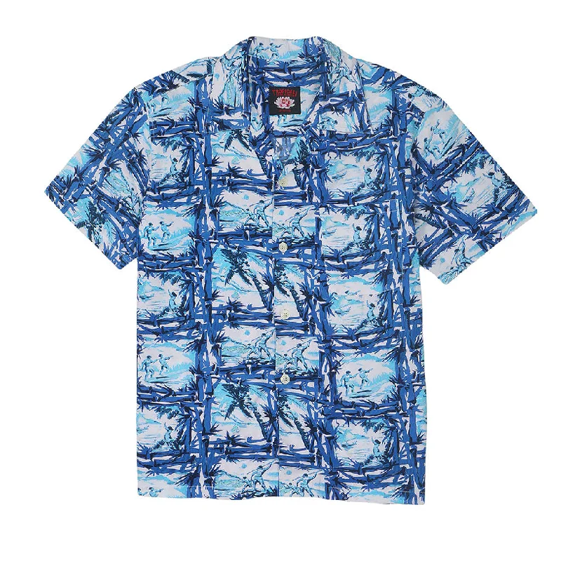 Shop affordable clothing for all occasions –  TROPICALI Short Sleeve 1-Pocket Flat Collar Hawaiian Shirt - Blue Bamboo