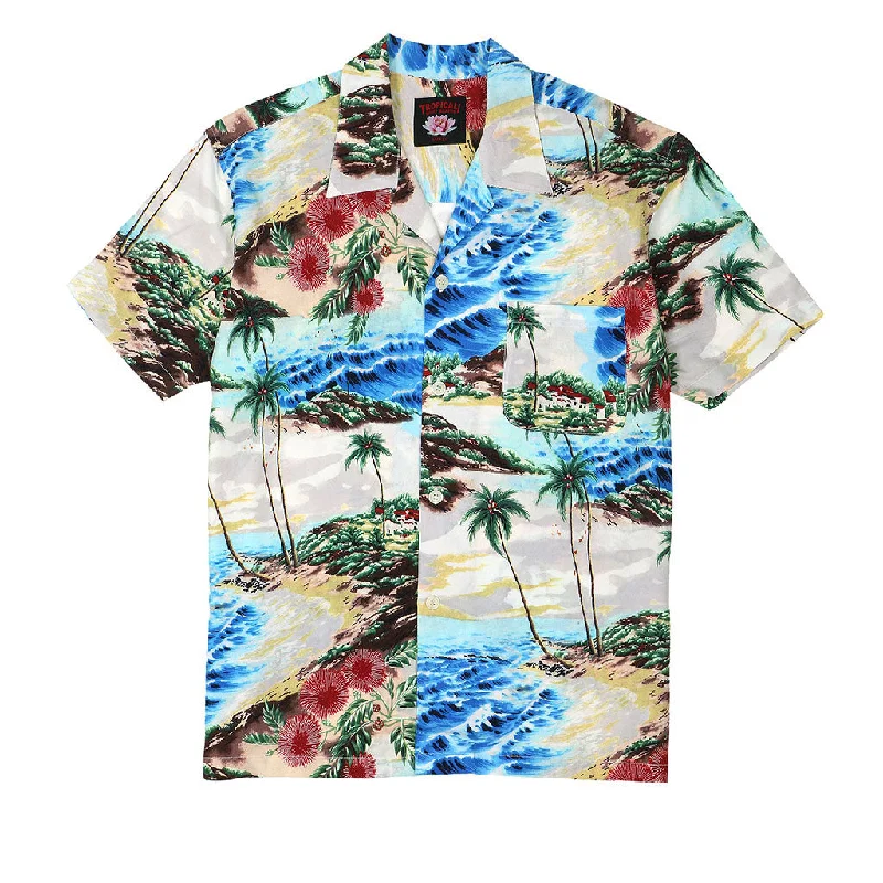 Shop the best in men’s fashion for less – limited-time sale! TROPICALI Short Sleeve 1-Pocket Flat Collar Hawaiian Shirt - Tan Coast Shop the best in men’s fashion for less – limited-time sale! TROPICALI Short Sleeve 1-Pocket Flat Collar Hawaiian Shirt - Tan Coast